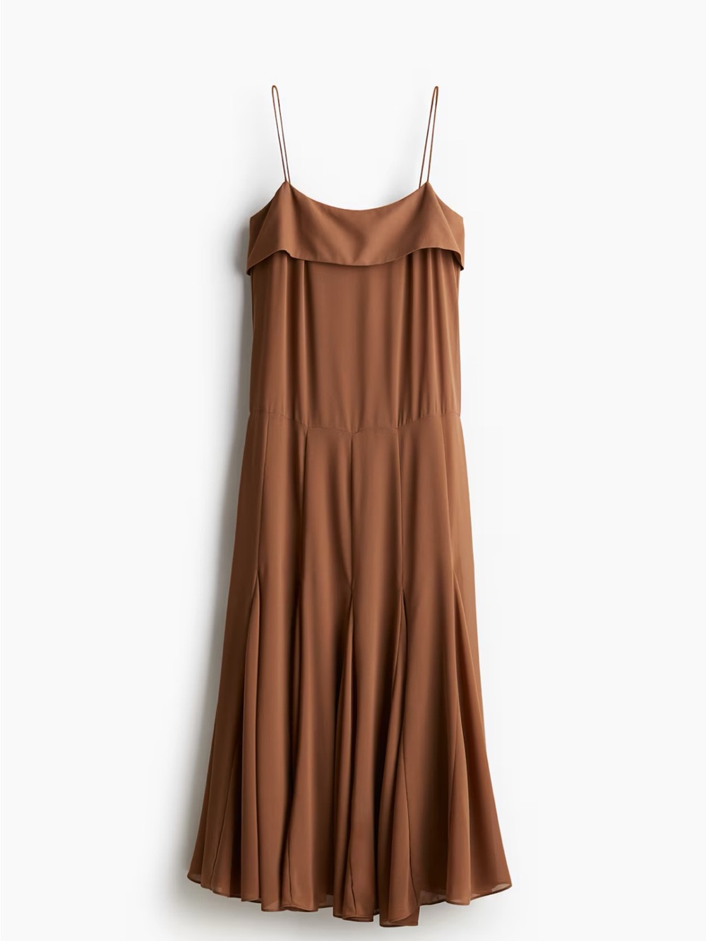 H&M Brown Spaghetti-Strap Maxi Dress